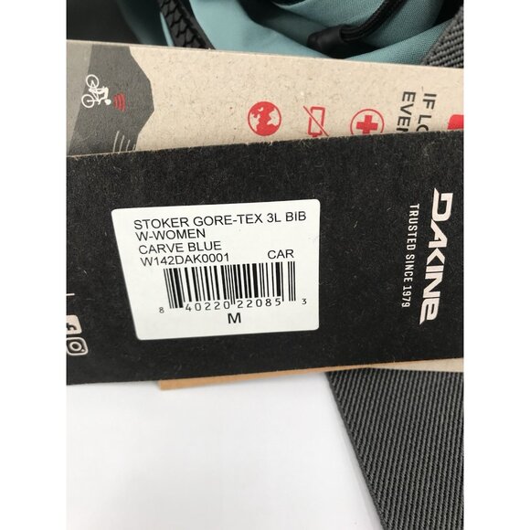 Dakine Bib Pants Womens Size Medium Stoker 3L Gore-Tex Carve Blue Snowboard Ski - Picture 13 of 14